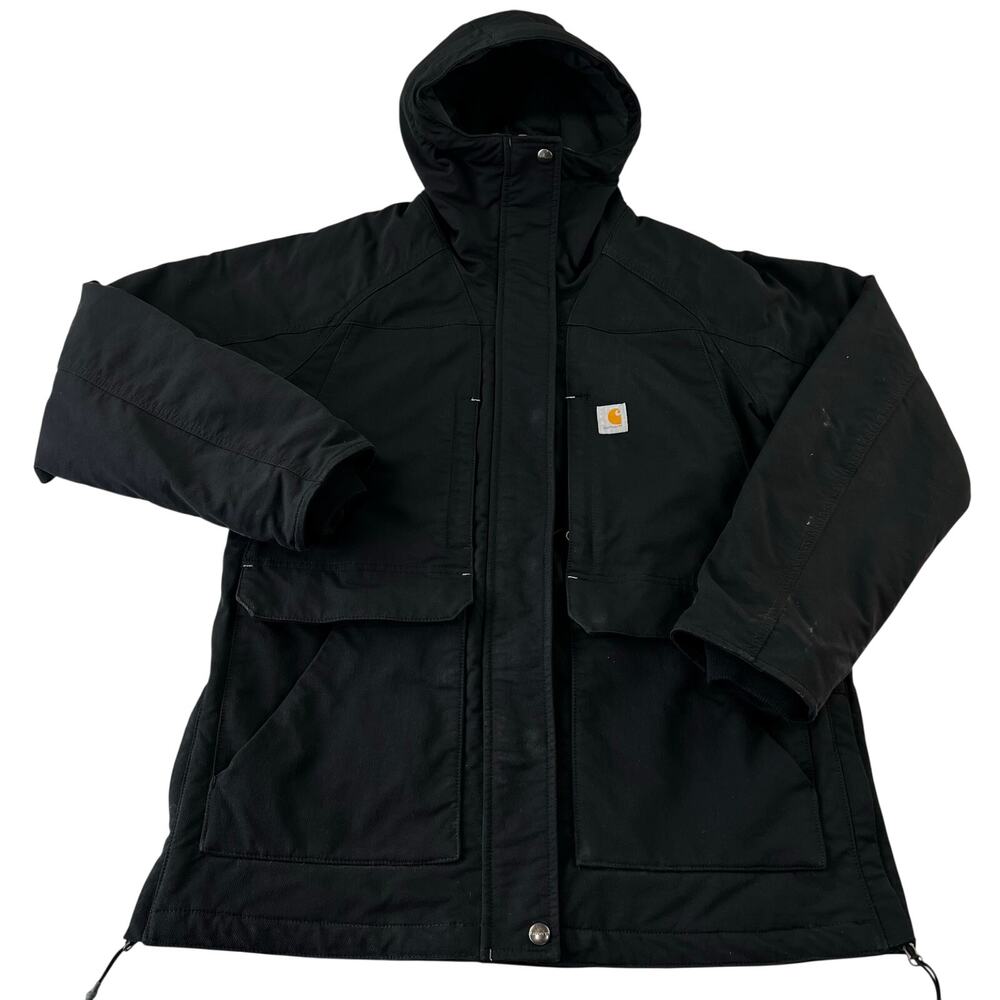 Carhartt Rain Defender Insulated Black coat Jacket women’s sz Medium Super Dux